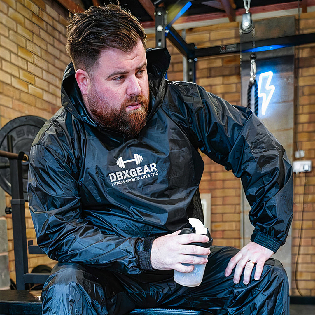 DBXGEAR Food Review Club Matt FRC Mens Weight Loss Sauna Sweat Suit Black Mobile