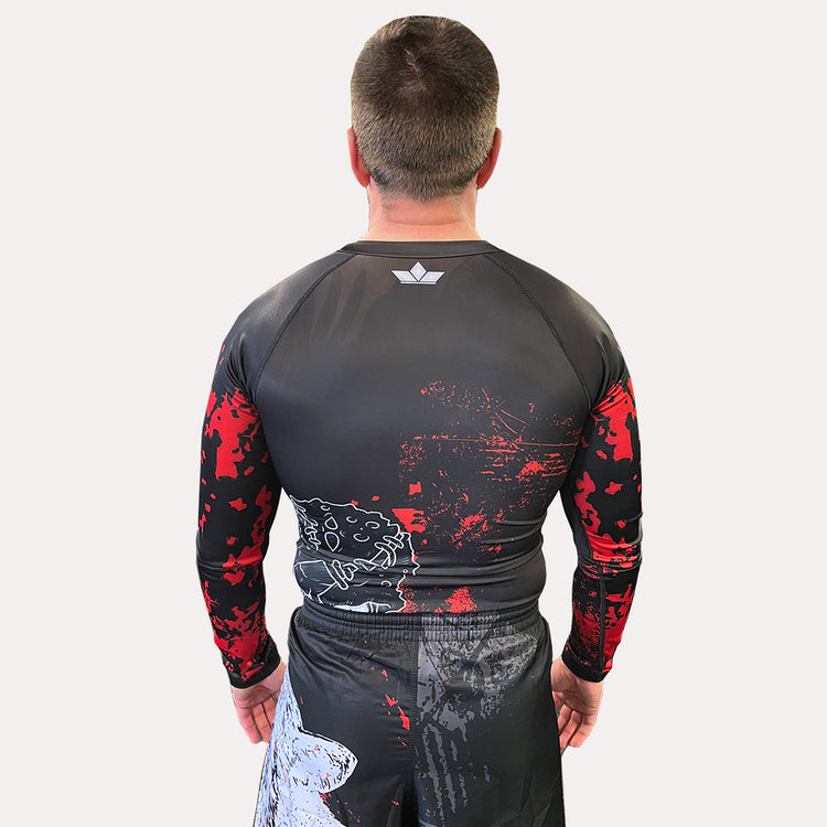 MMA Rash Guard Compression Suit Set - Red Skull - DBXGEAR