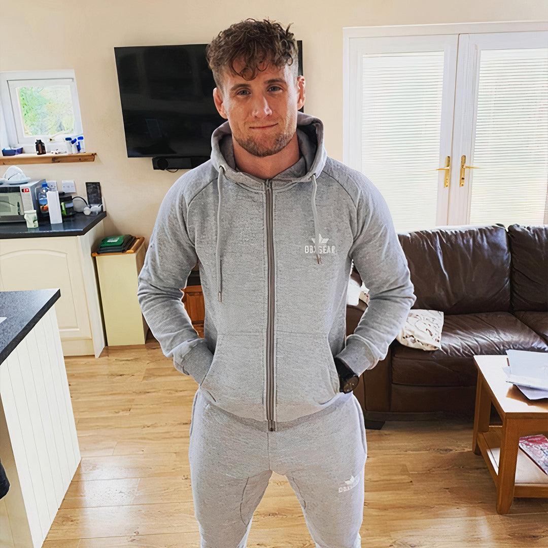 DBXGEAR Mens Grey Athletic Gym Workout Tracksuit Ross Houston Mobile
