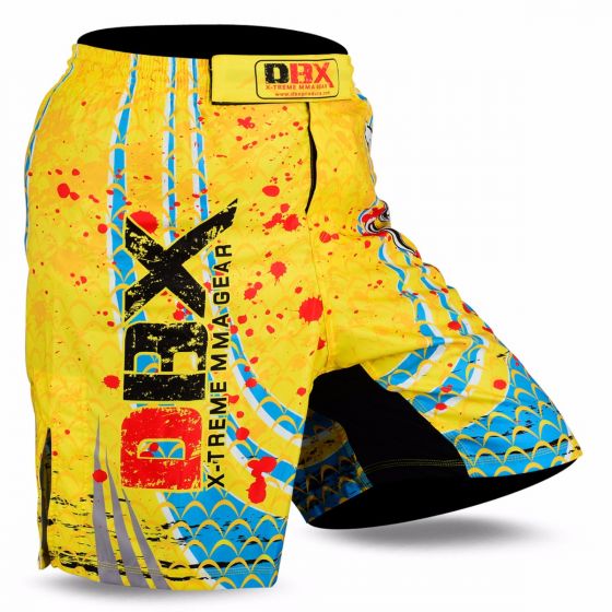 MMA Grappling Kick Boxing Shorts - Yellow Devil Print - DBXGEAR