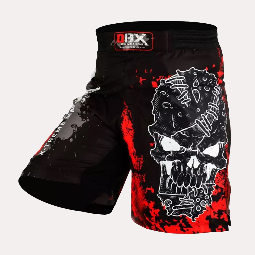 MMA Grappling Kick Boxing Shorts - Red Skull - DBXGEAR