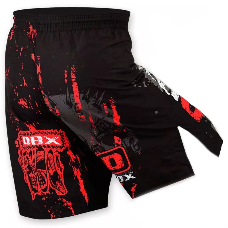 MMA Grappling Kick Boxing Shorts - Red Skull - DBXGEAR